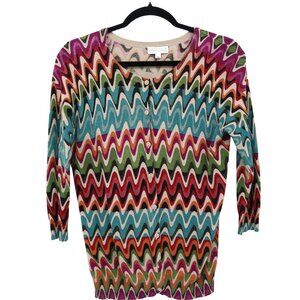 Joseph A. Wavy Sweater Women S Multi Retro Hippie Art To Wear Artsy Art Deco 70s